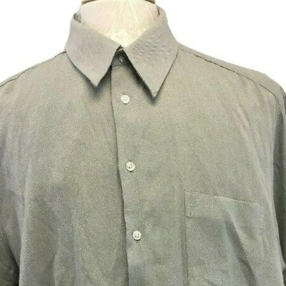 ALFANI Mens Dress Shirt Silk Blend XL - 17 1/2 34-35 Gray Button L/S Grey - Picture 2 of 7